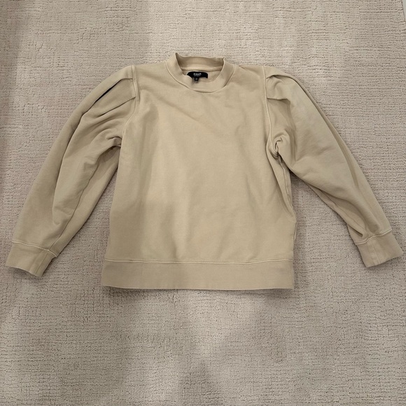 Hudson Jeans Women's Tuck Sleeve Cream Beige Pullover Sweatshirt - Large, EUC - Picture 3 of 6